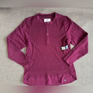 44° North Women’s Waffle Knit Henley Long Sleeve Top Size L Purple NWT
